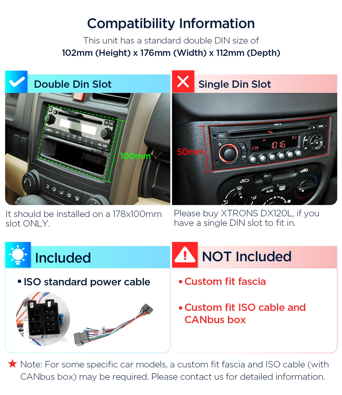 DVR+ 10.1” QLED Double 2DIN WiFi Android 13 8-Core CarPlay Stereo GPS 4G LTE BT