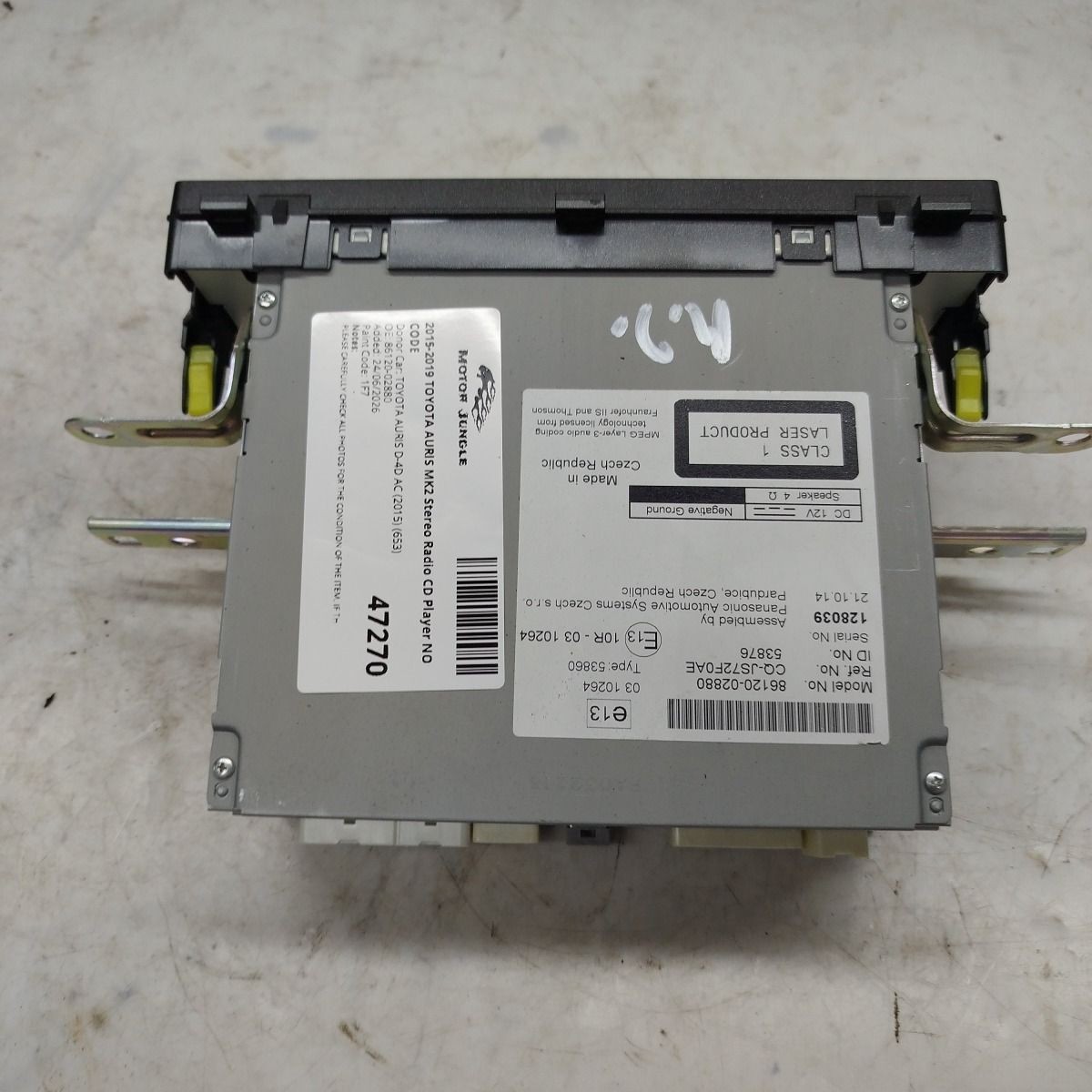 2015-2019 TOYOTA AURIS MK2 Stereo Radio CD Player NO CODE 86120-02880