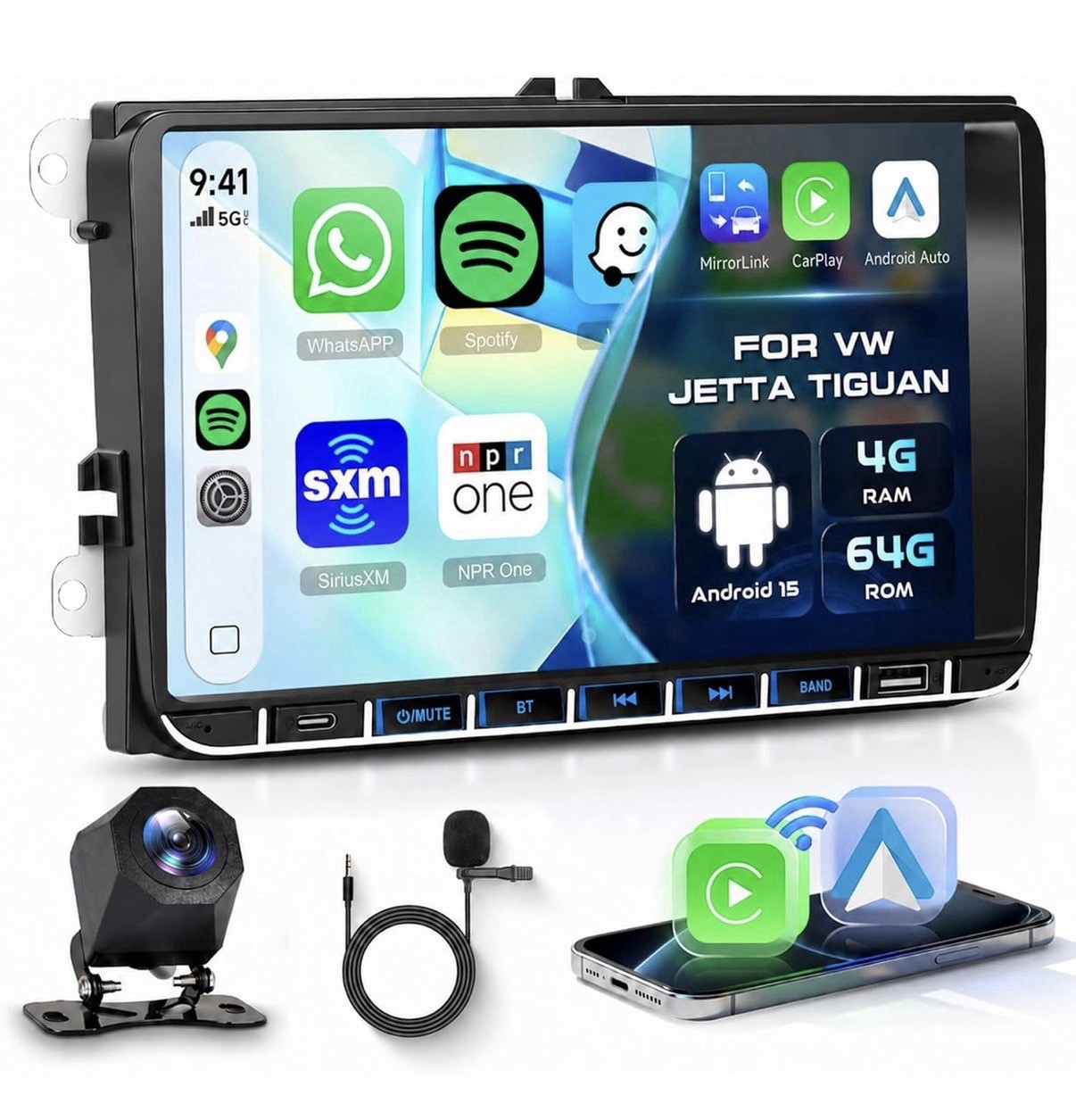 4+64G Carplay for Volkswagen Jetta Passat Beetle Tiguan Car Radio Android Auto