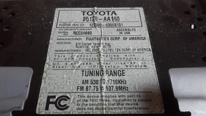 2005 Toyota Camry RADIO AM-FM-CD,86120AA160