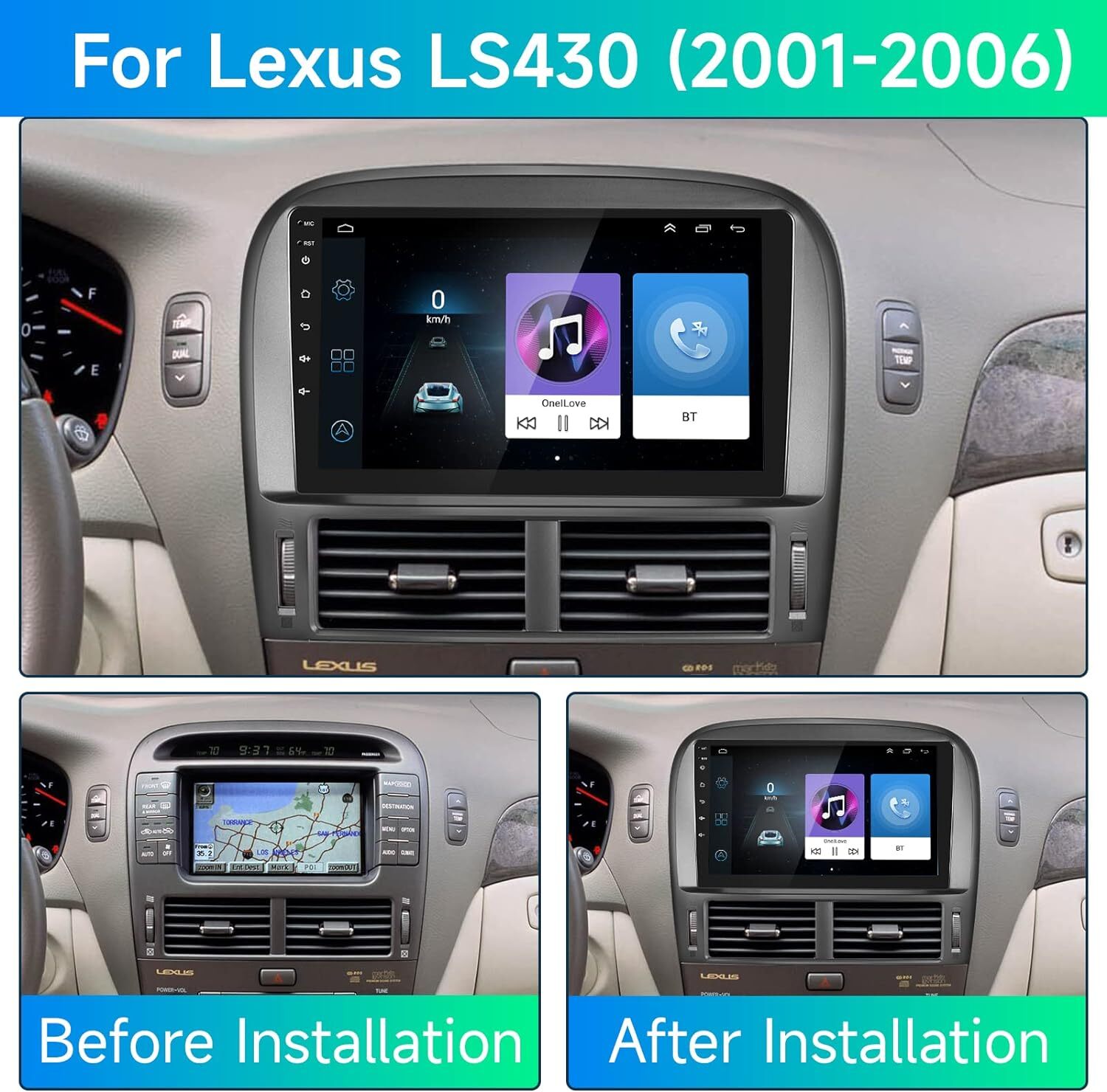 For 2001-2006 Lexus LS430 Carplay Car Radio Stereo Android 13 GPS NAVI WiFi +CAM