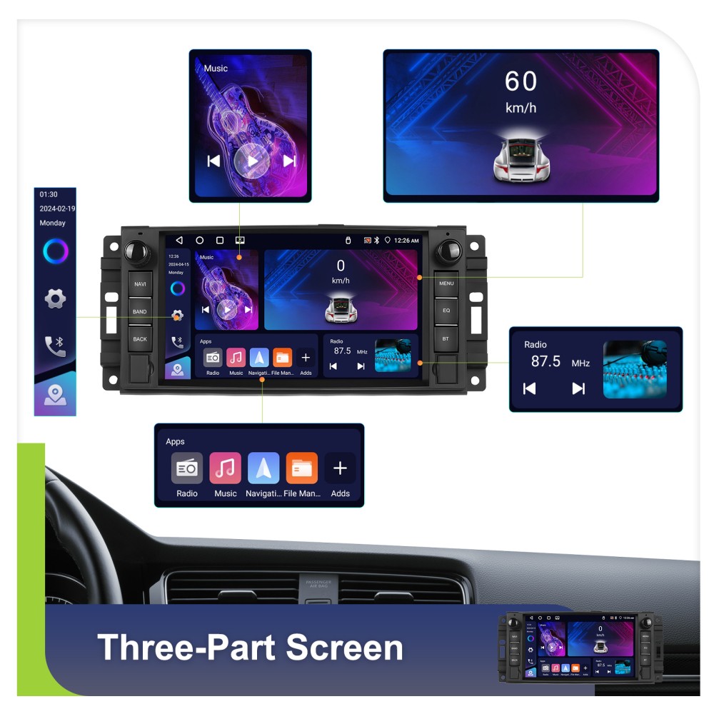 4+64GB For 2009-2012 Dodge Ram Android 15.0 Carplay Car Stereo Radio GPS Navi FM