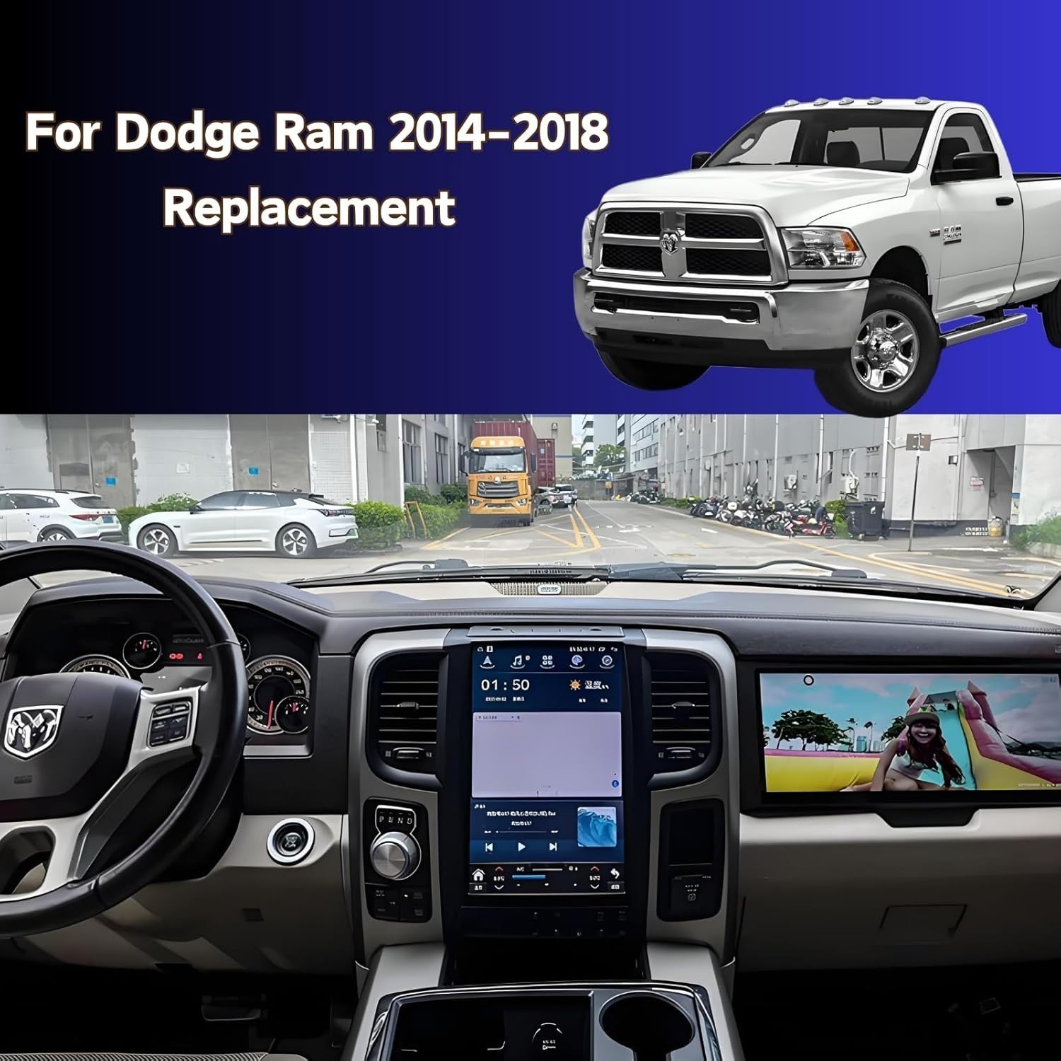 13″ For Dodge Ram 2014-2018 Android Car Stereo Radio Carplay GPS Screen 4+64GB