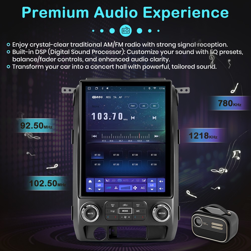 For Ford F150 2009-2012 4G CarPlay 4+64GB Android15 12.1“Car Radio GPS Navi WIFI
