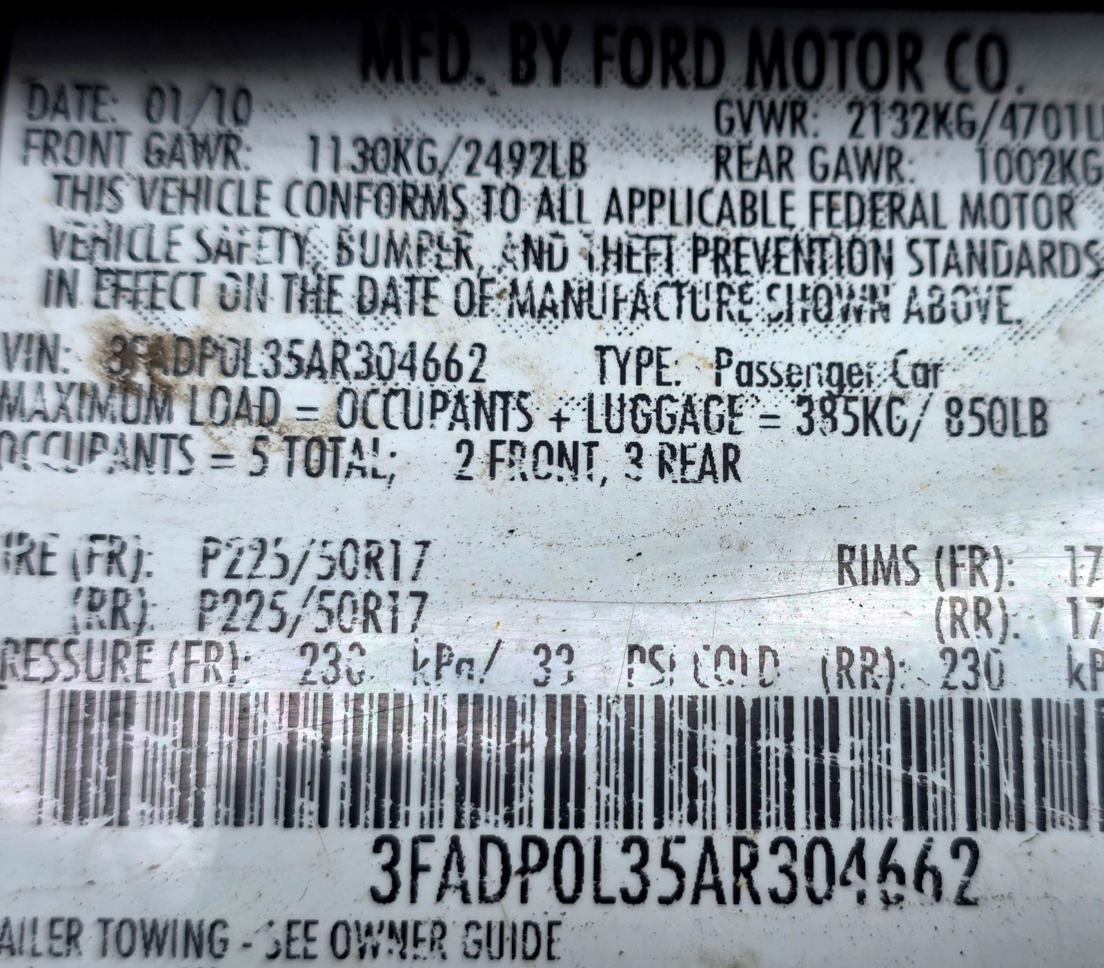 2010-2012 Ford Fusion Hybrid Navigation Display Screen Original Ford Used