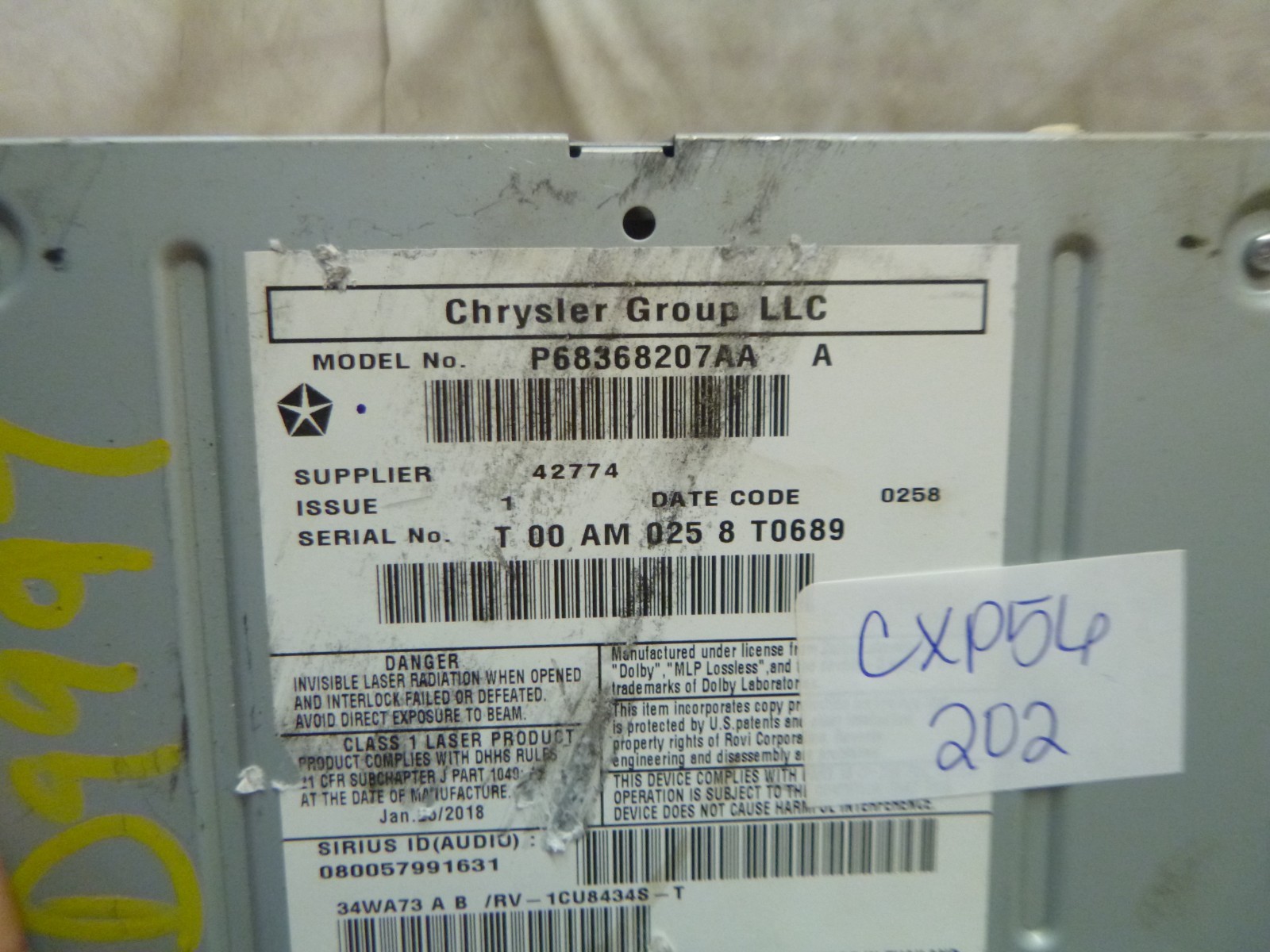 13 14 15 16 17 18 Dodge Caravan High Speed Radio CD Dvd MyGig Rbz P68368207AA