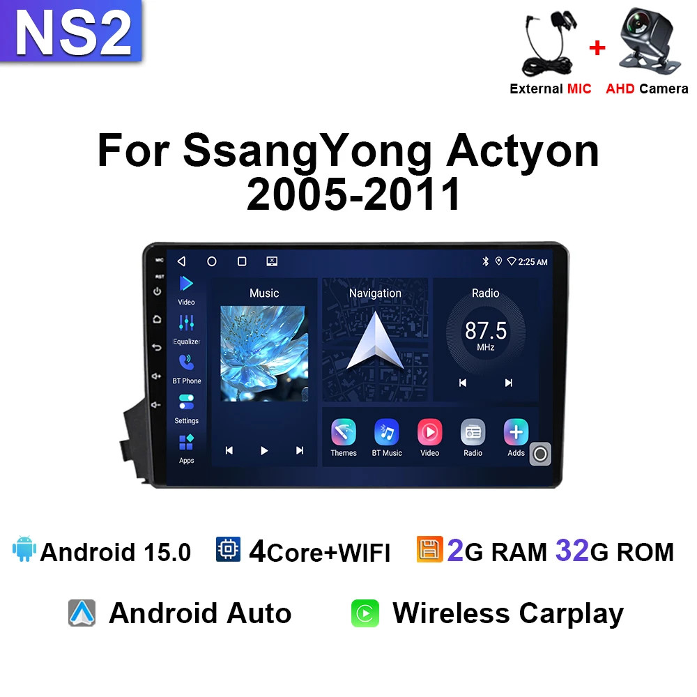 For Ssangyong Kyron Actyon 2005-2011 Multimedia Carplay GPS Car Radio Stereo 4G