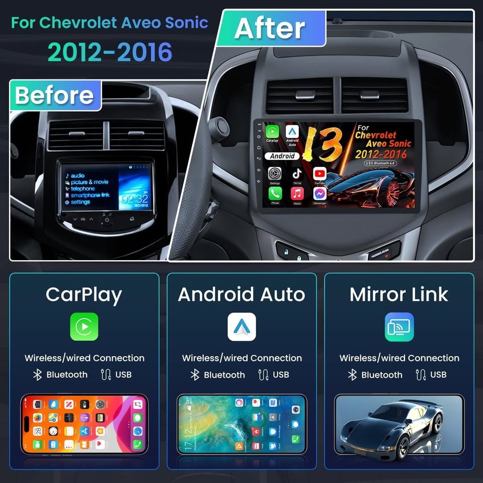 Jingelsye 9″ Chevy Sonic Aveo [2012 – 2013] Android 13 Car Stereo