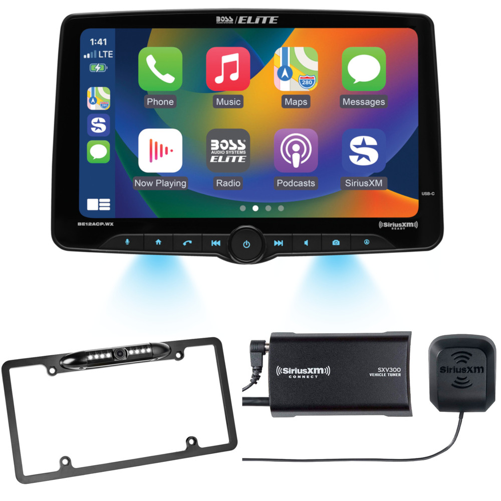 2023 Boss BE12ACP.WX Multimedia Receiver + License Plate Camera + XM Tuner