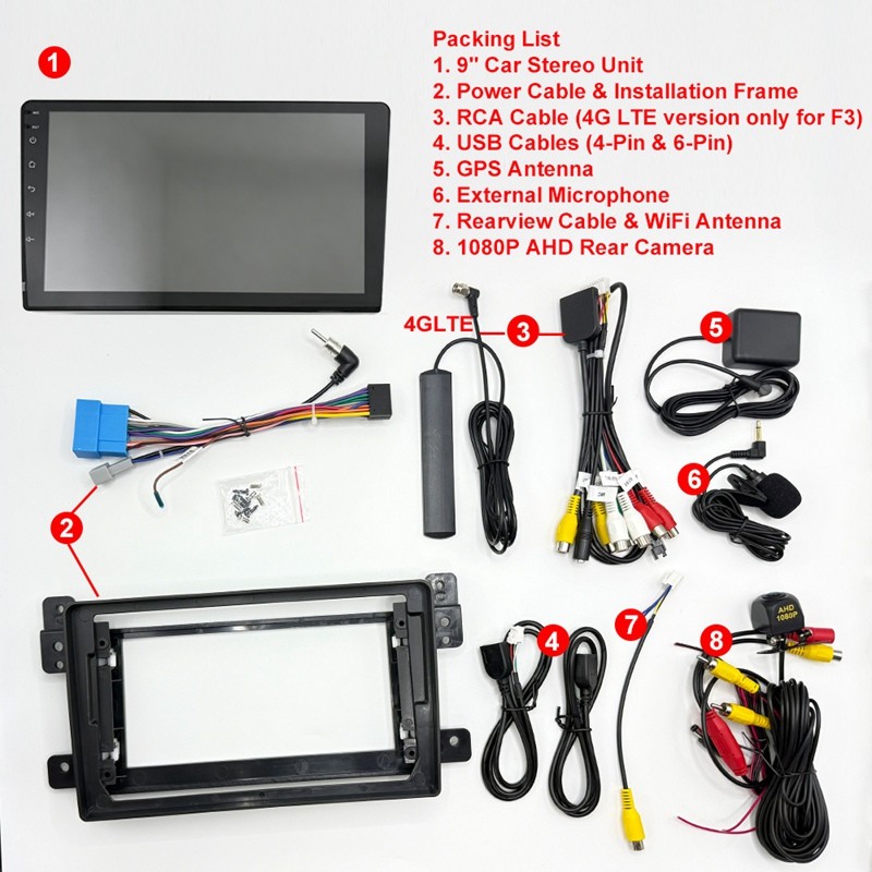 9 Inch 8 Core 64GB Car Radio for Suzuki Grand Vitara Escudo 2005 – 2015 Carplay