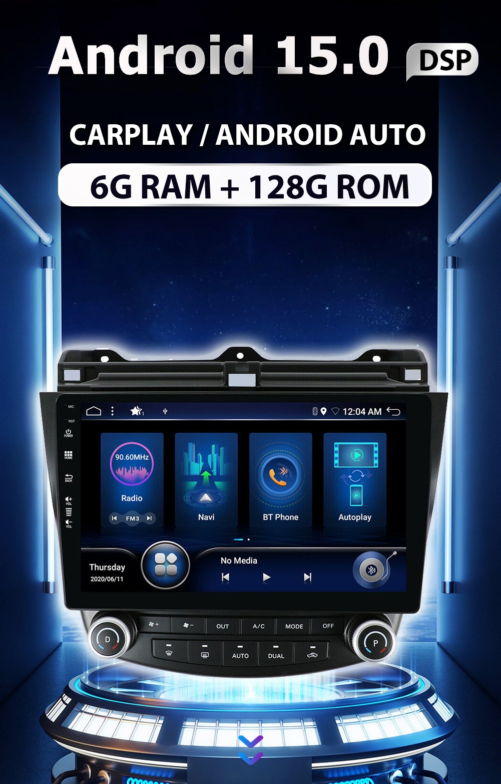 Android 14 For Honda Accord 2003-2007 CarPlay GPS Car Stereo Radio DSP 6GB+128GB