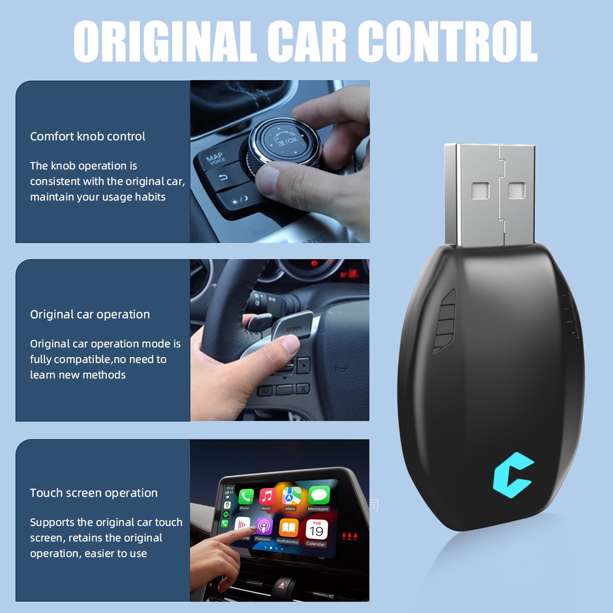 2-in-1 Wireless Android Auto Adapter Carplay Adapter USB Car Dongle Connect Box