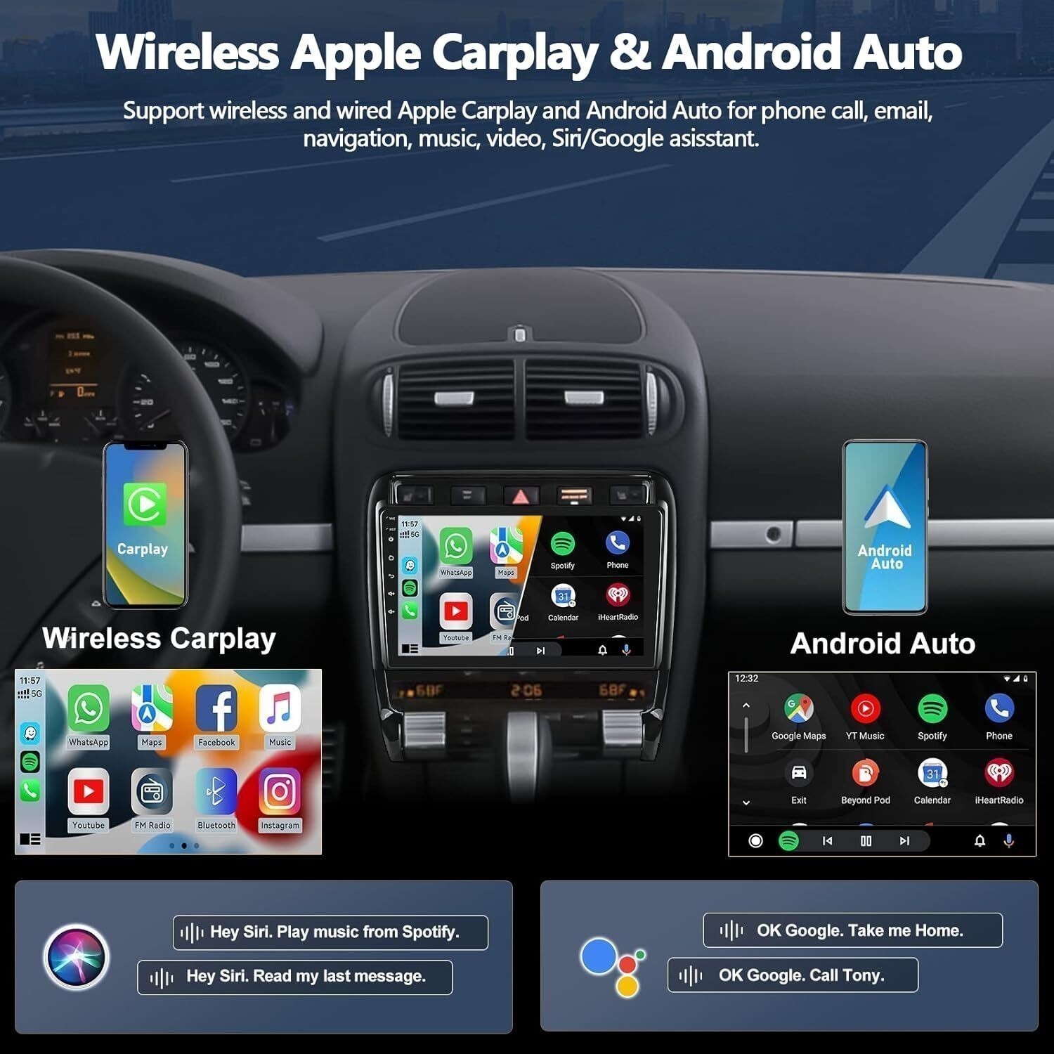 Car Radio Stereo Carplay For Porsche Porsche Cayenne 4+64G 9in FM RDS