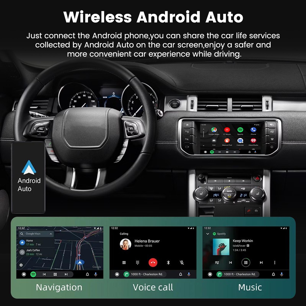 Wireless Carplay Android Auto Decoder Module For Range Rover Evoque 8″ Screen