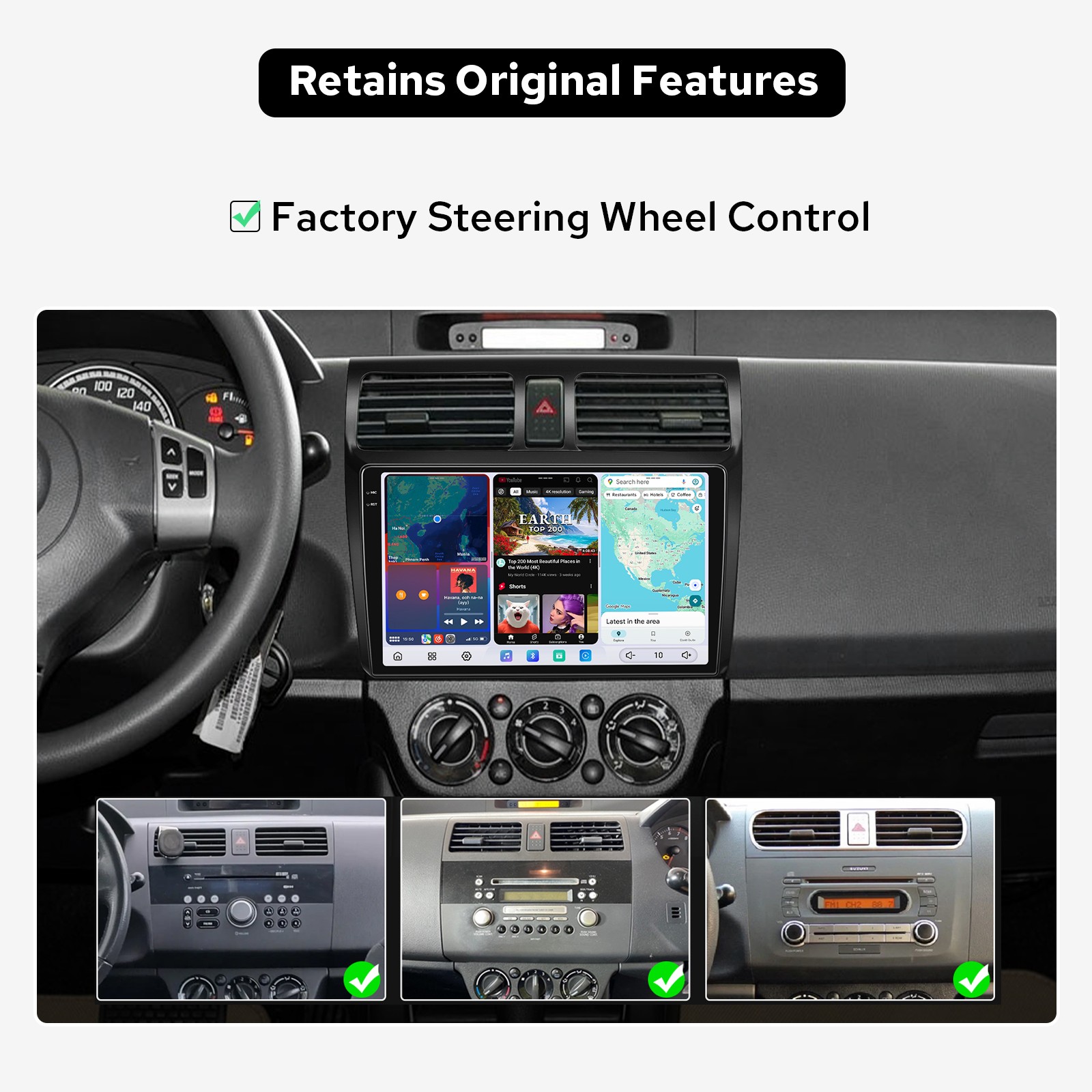 QLED 10.4inch 2K Car Radio Multimedia Player GPS Navi For Suzuki Swift 2004-2010