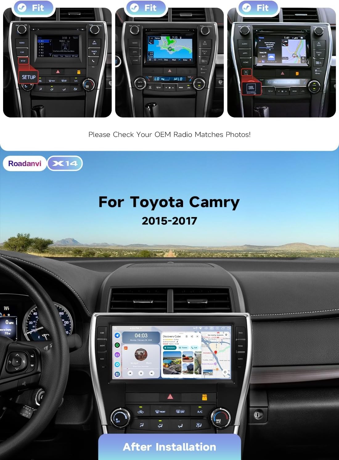 Roadanvi 10.33″ Car Radio Toyota Camry 2015-2017 Wireless Carplay Android Auto