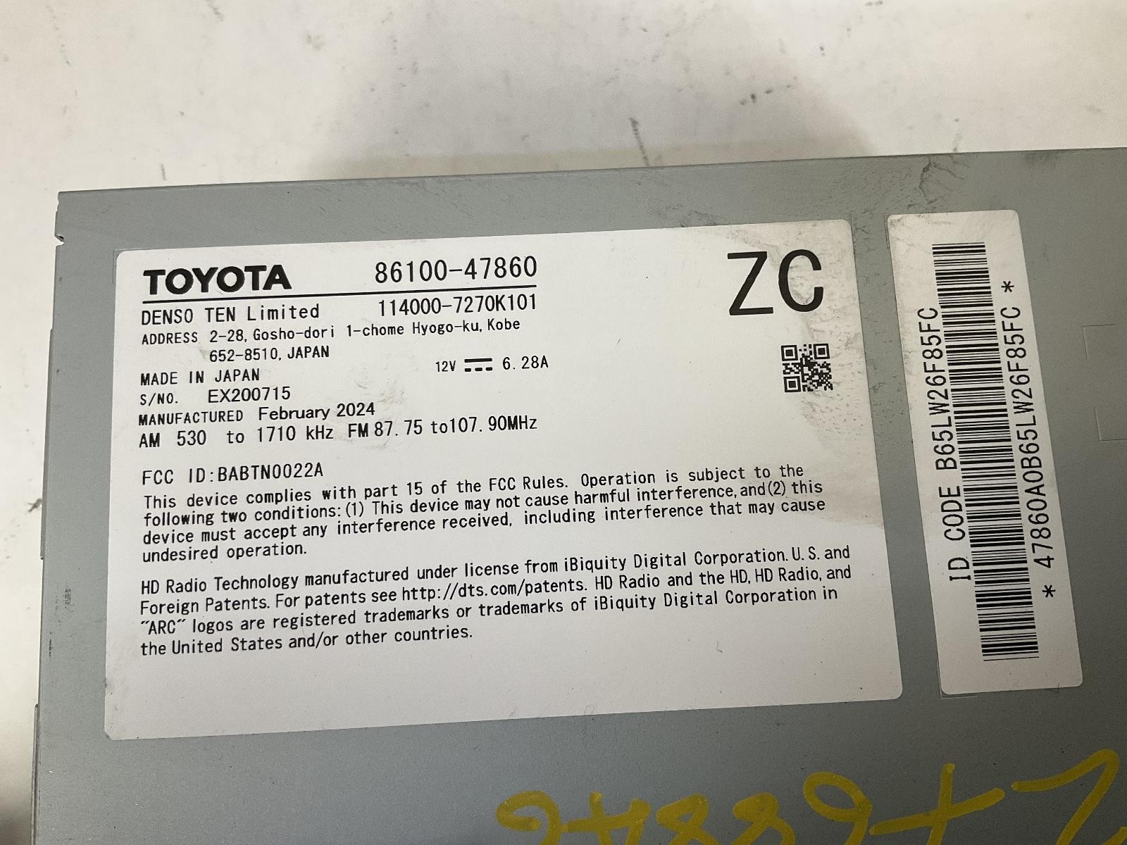 2023-2025 Toyota Prius Display & Receiver 8610047860 US Market Factory OEM Part