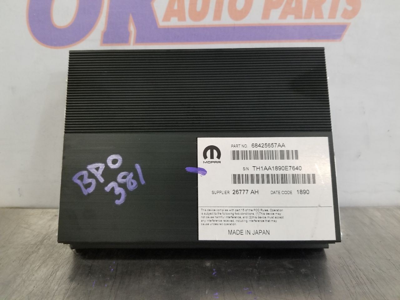 20 2020 DODGE CHARGER GT RADIO AUDIO AMPLIFIER 276 WATT 68425657AA