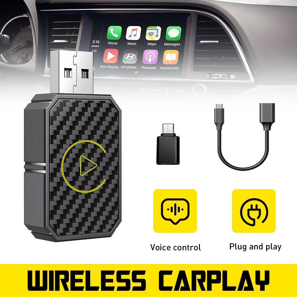 Auto Car Play Wireless Adapter CarPlay Dongle Fits iPhone IOS-/Android Plug&Play