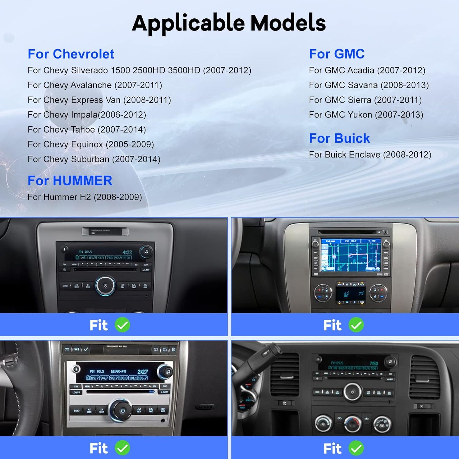For Chevy Silverado 2007-2013 1500 2500 64G Carplay Stereo 8″ Radio GPS SWC RDS