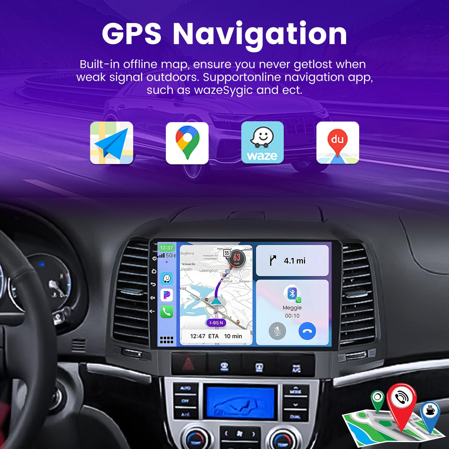 *6G+128GB* Car Stereo Radio For Hyundai Santa Fe 2 2006-2012 Android 14 GPS DSP