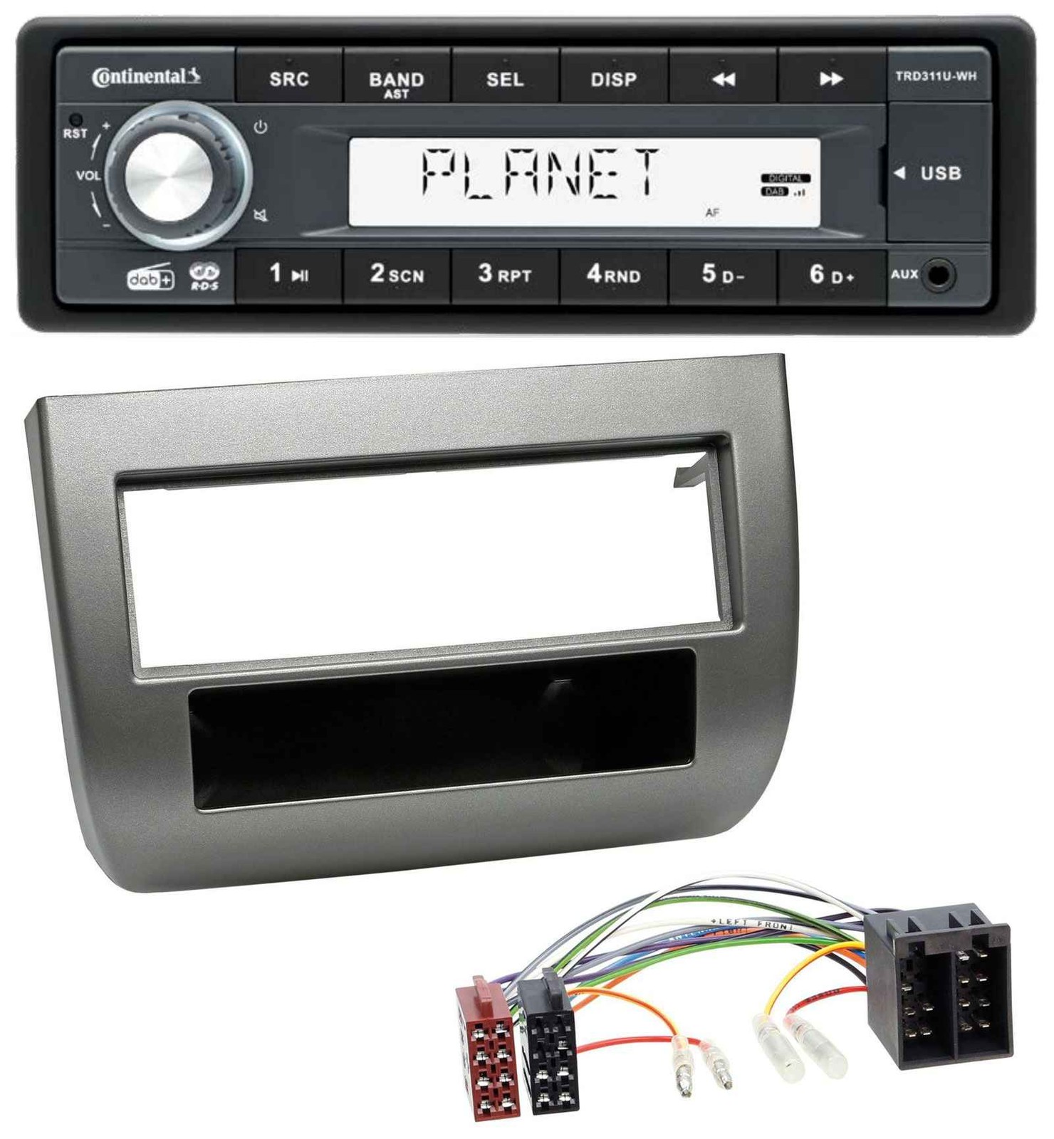 Continental MP3 AUX USB DAB 1DIN Car Stereo for Lancia Y 843 03-11 Dark Silver