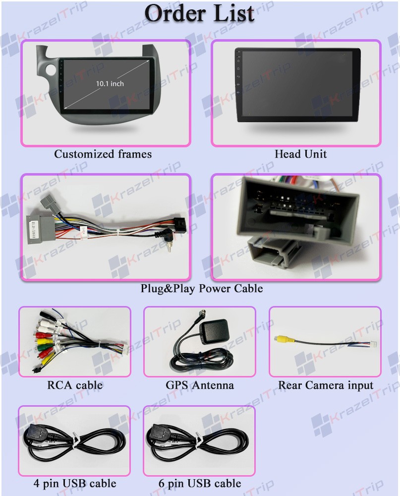 Android 14 4GB+32GB Auto Car Radio For Honda Fit Jazz 2007 – 2014 Backup Camera