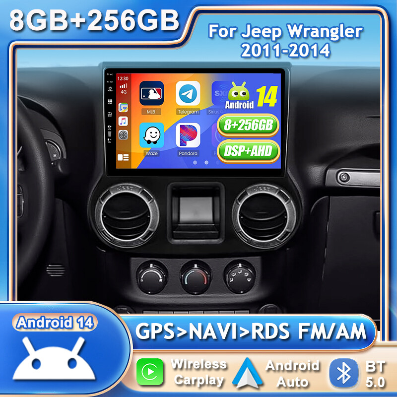 For Jeep Wrangler 2007-2017 Android 14 Car Stereo CarPlay GPS Navi 💥8GB+256GB💥