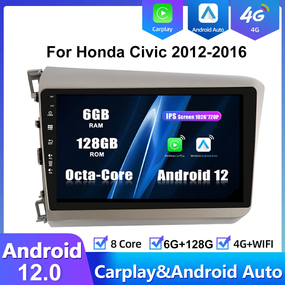 6G+128G For Honda Civic 2012-2016 Android12 Auto Car Stereo Car Play GPS Navi AM