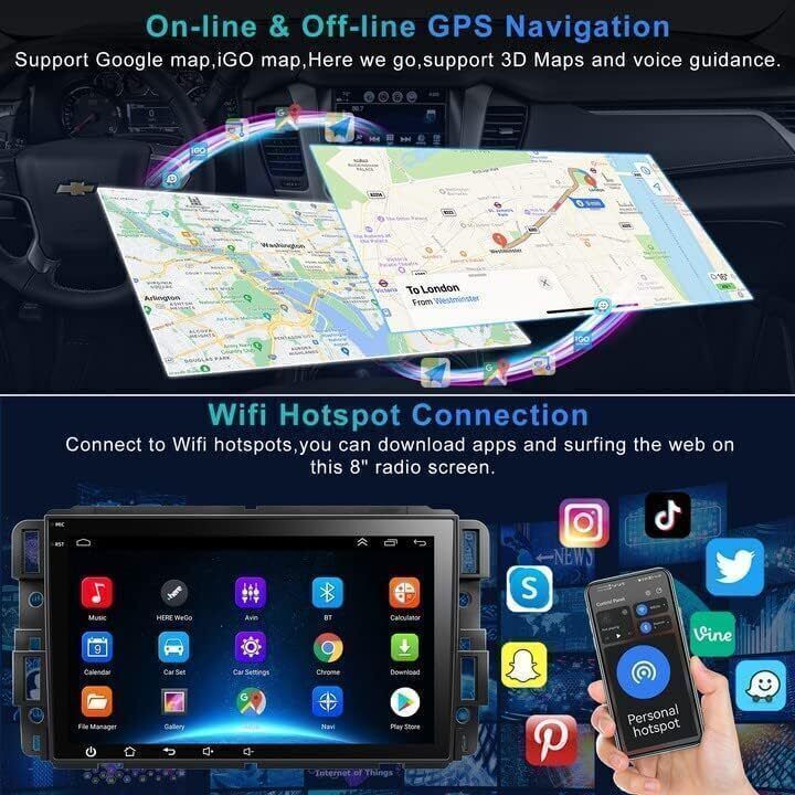 For 2008-2024 Chevrolet Express 8″ Android 13 Carplay Car Stereo Radio GPS Navi