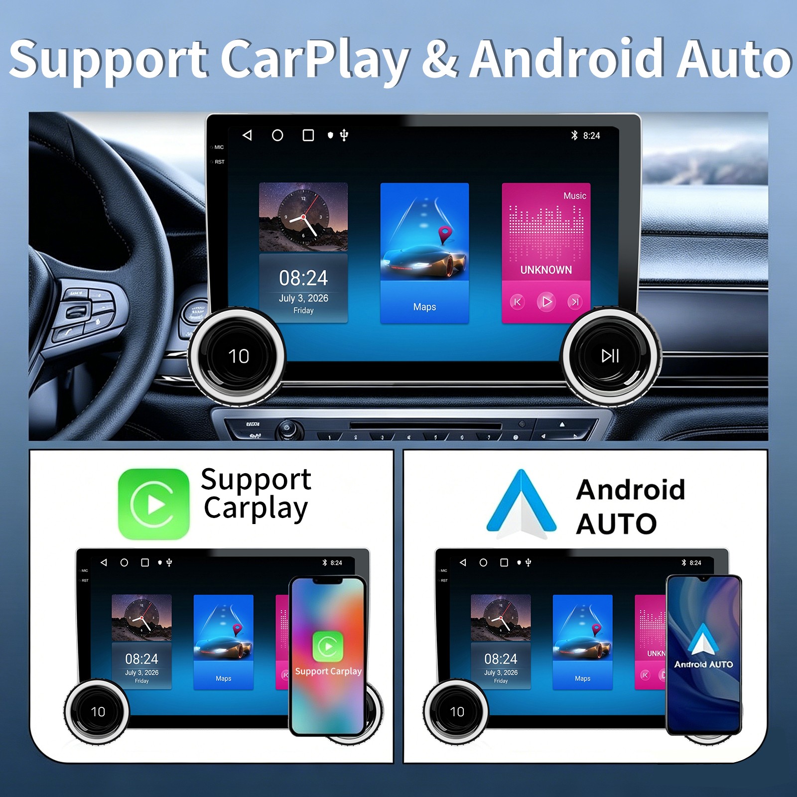 10” Android For Benz Smart Fortwo 453 2015-2020 Car Radio Navigation Carplay 5G