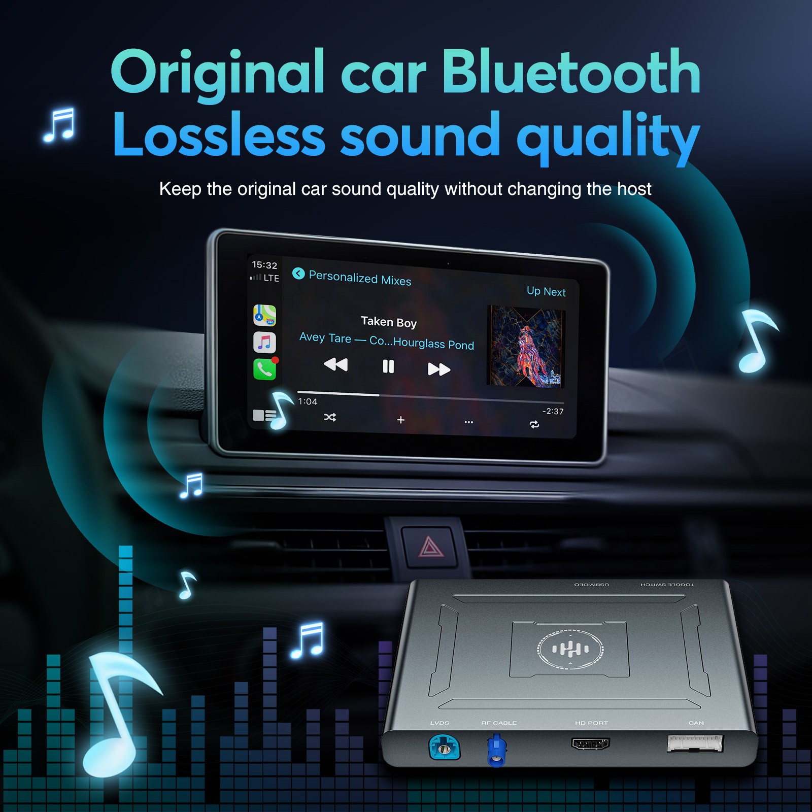 Wireless Carplay/Android Auto Decoder for Audi Q3 A1 2013-2018 with RMC System