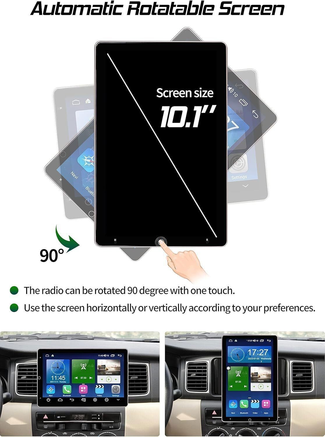 For 2009-2012 RAM 1500 2500 3500 Carplay Android 14 Rotated Stereo Radio GPS