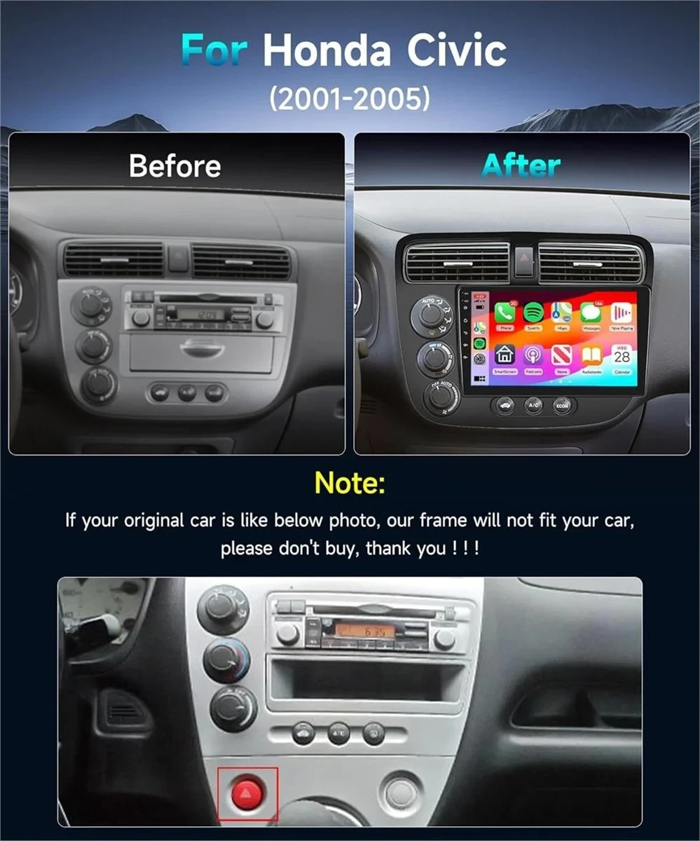 9in Android Auto/Carplay Radio/Stereo for 2001-2005 Honda Cific