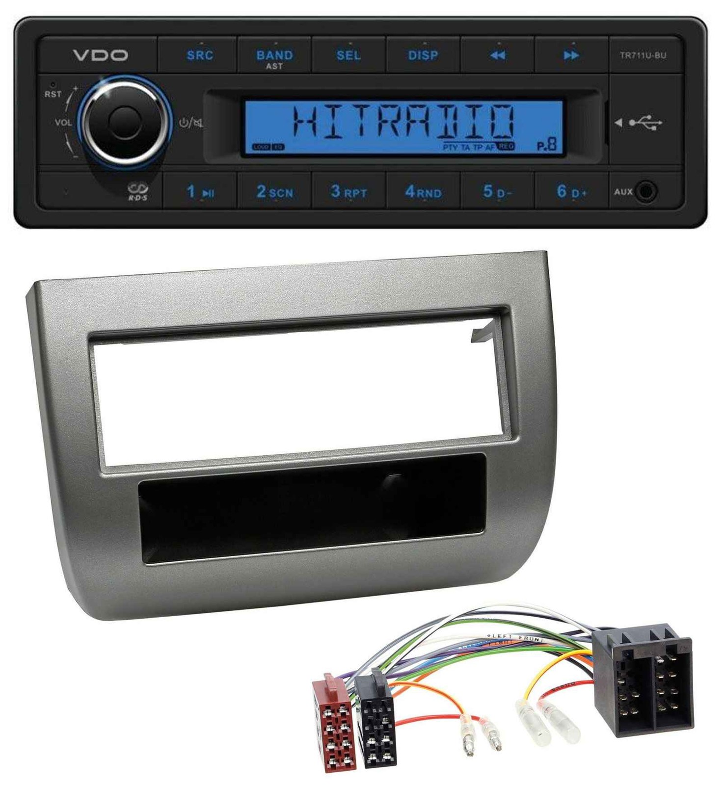 VDO AUX 1DIN MP3 USB Car Stereo for Lancia Y (843 03-11) Charcoal