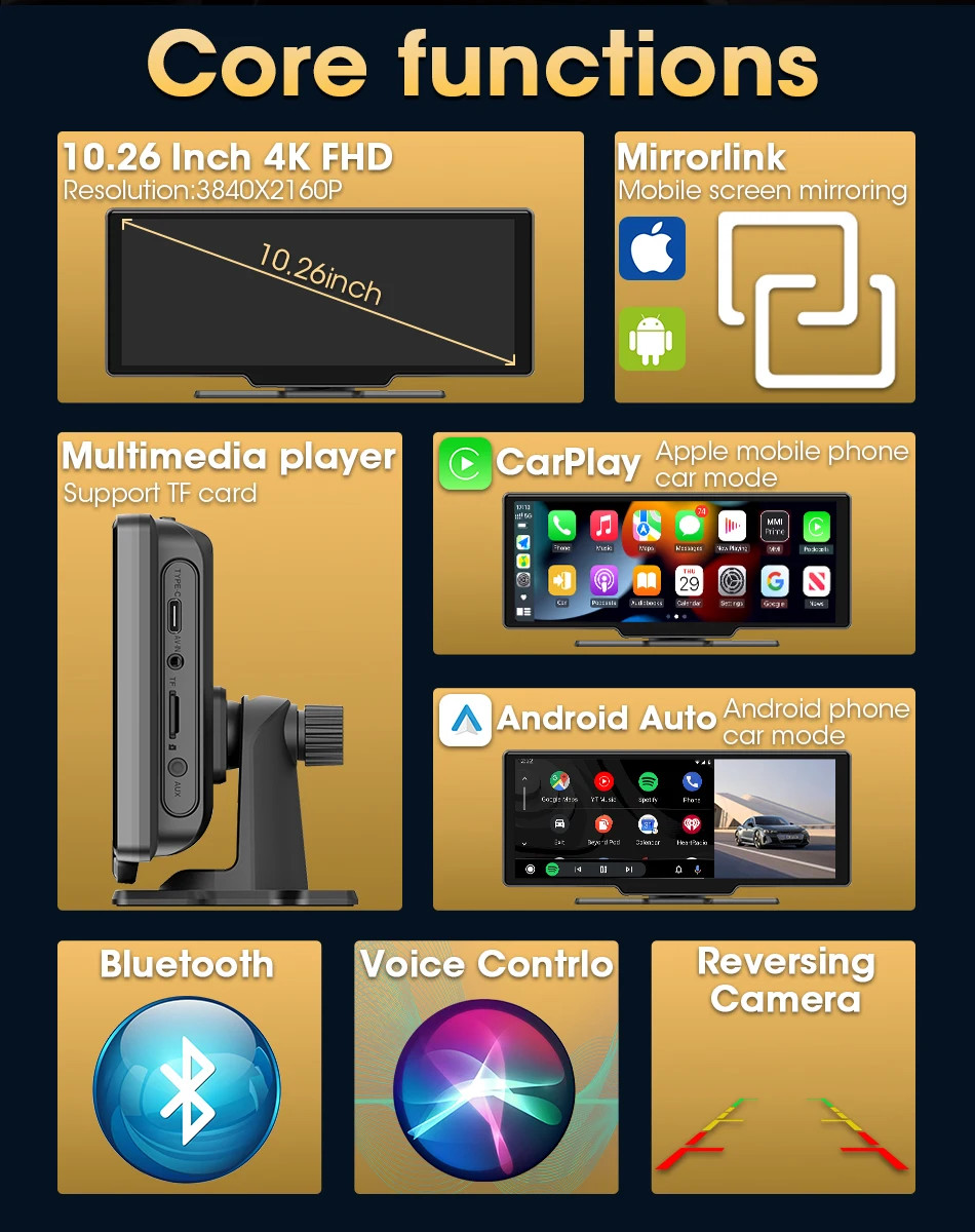 Universal Portable 10.26 Inch Car Intelligent System for 5G WIFI Plug and Play