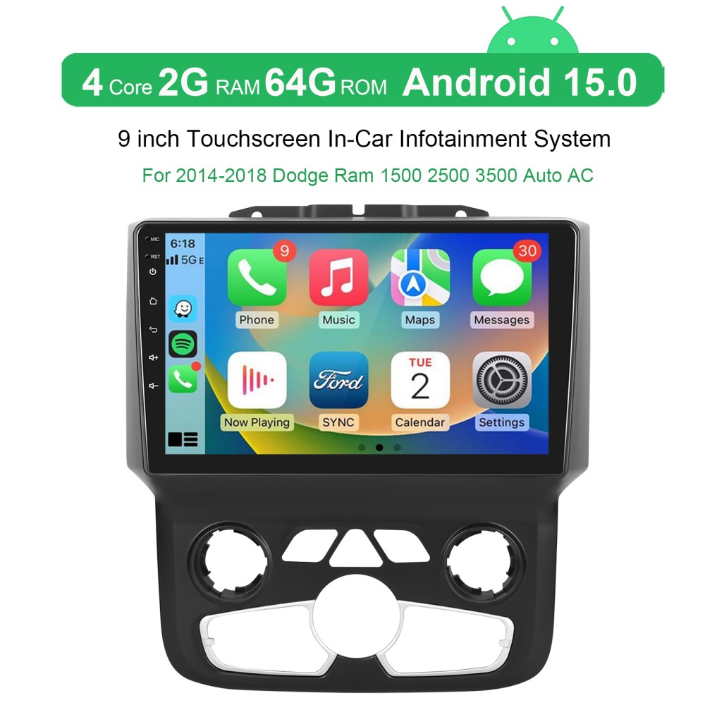 For 2014-2018 Dodge Ram 1500 2500 3500 Android 15 Carplay Car Stereo Radio GPS