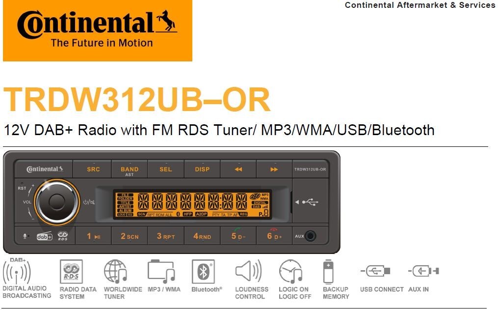 12 Volt Bluetooth Car Radio RDS & DAB+ Tuner MP3 WMA USB Car Stereo 2801100082301