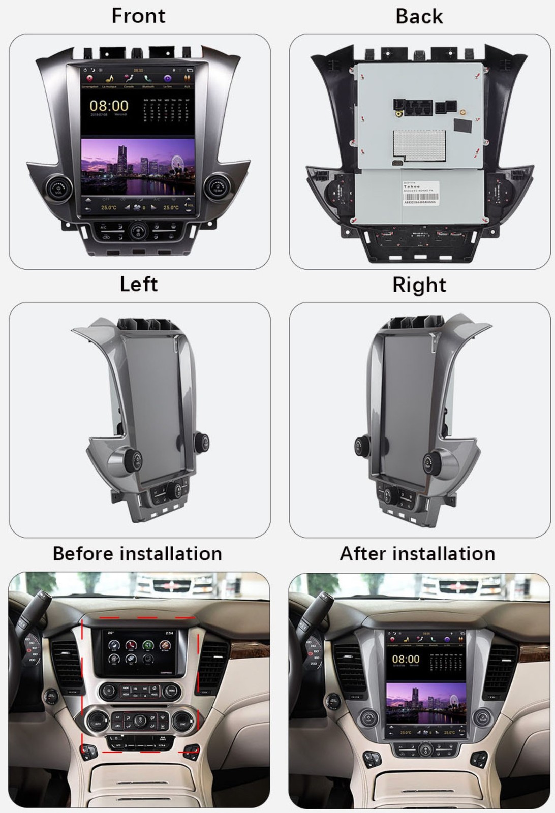 Android12 Car Radio For Chevrolet Suburban Tahoe Gmc Yukon 2014-2020 GPS Tesla