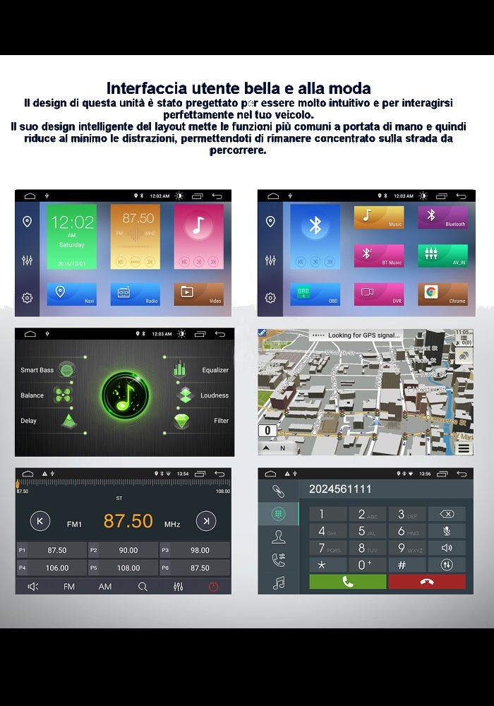 CAR TABLET CAR RADIO ANDROID 14 1 DIN FIAT PUNTO EVO 2012-2016 2GB RAM 32GB ROM