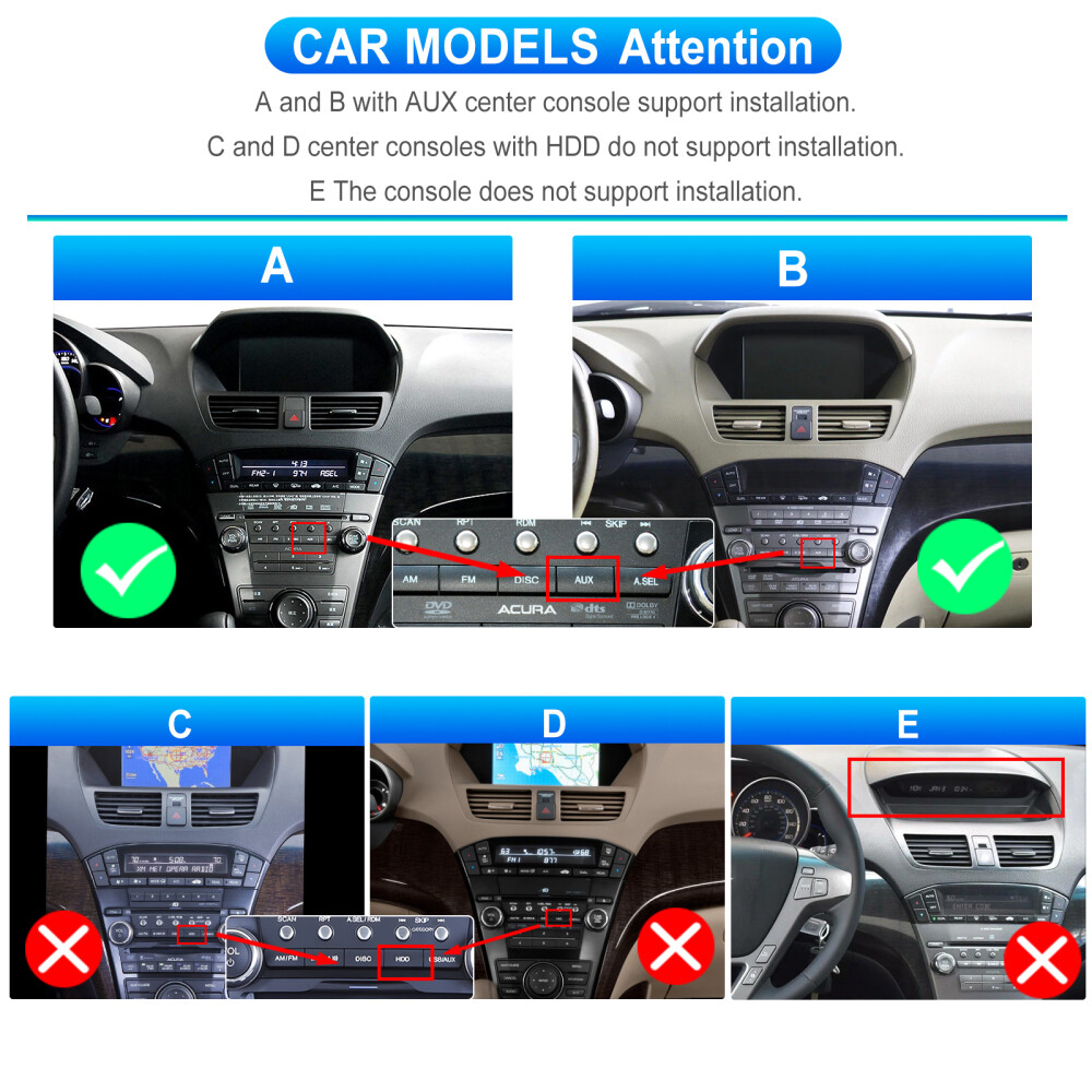 Android 15 For 2007-2013 Honda Acura MDX BT Carplay Car Stereo Radio GPS 2+64GB