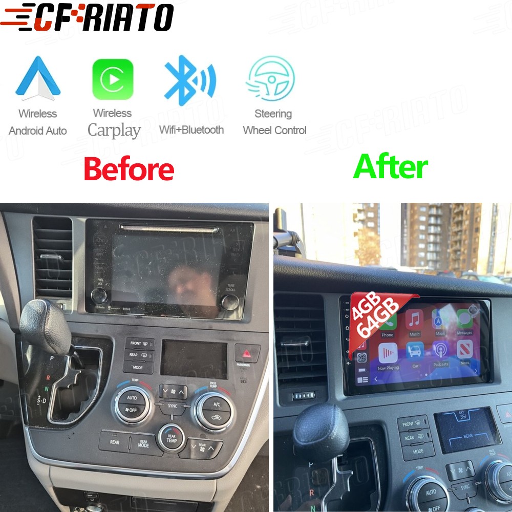 4+64GB Android 15 For Toyota Sienna 2015-2020 JBL CarPlay Car Radio Stereo GPS