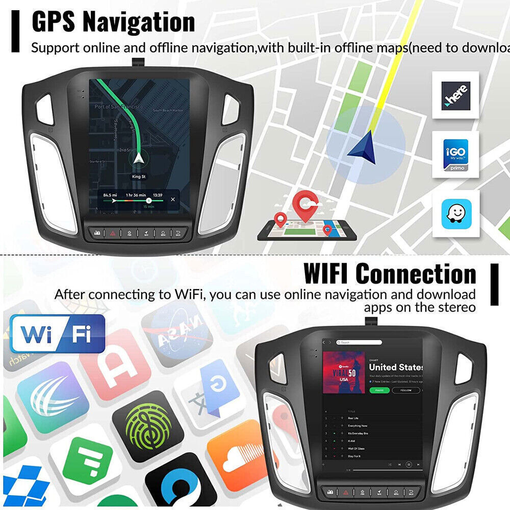 GPS Navi Car Stereo Radio with Six Button IPS Screen For 2012-2018 Ford Focus