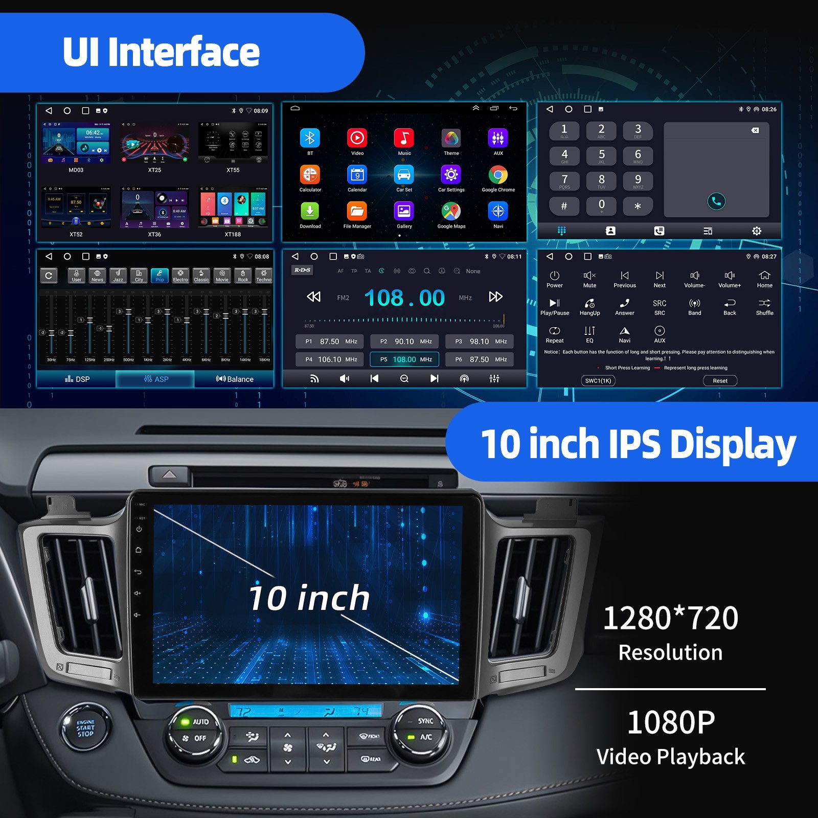 Apple Carplay For Toyota RAV4 2013-2018 Car Stereo Radio Android 15 GPS Navi FM