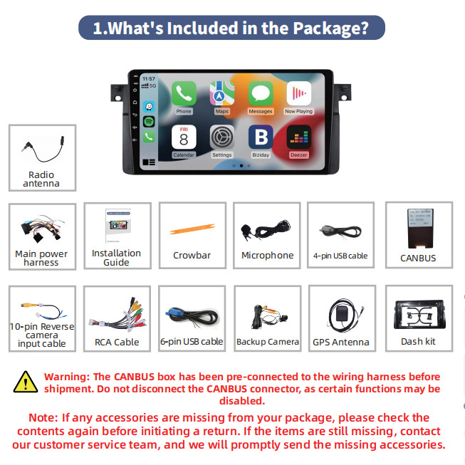 4+64G CarPlay Car Stereo Radio GPS Navi Head Unit For BMW 3-Series E46 1999-2005
