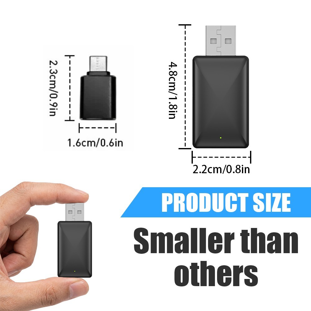 Wireless CarPlay Adapter for Apple iPhone & Android Auto USB Adapter Plug & Play