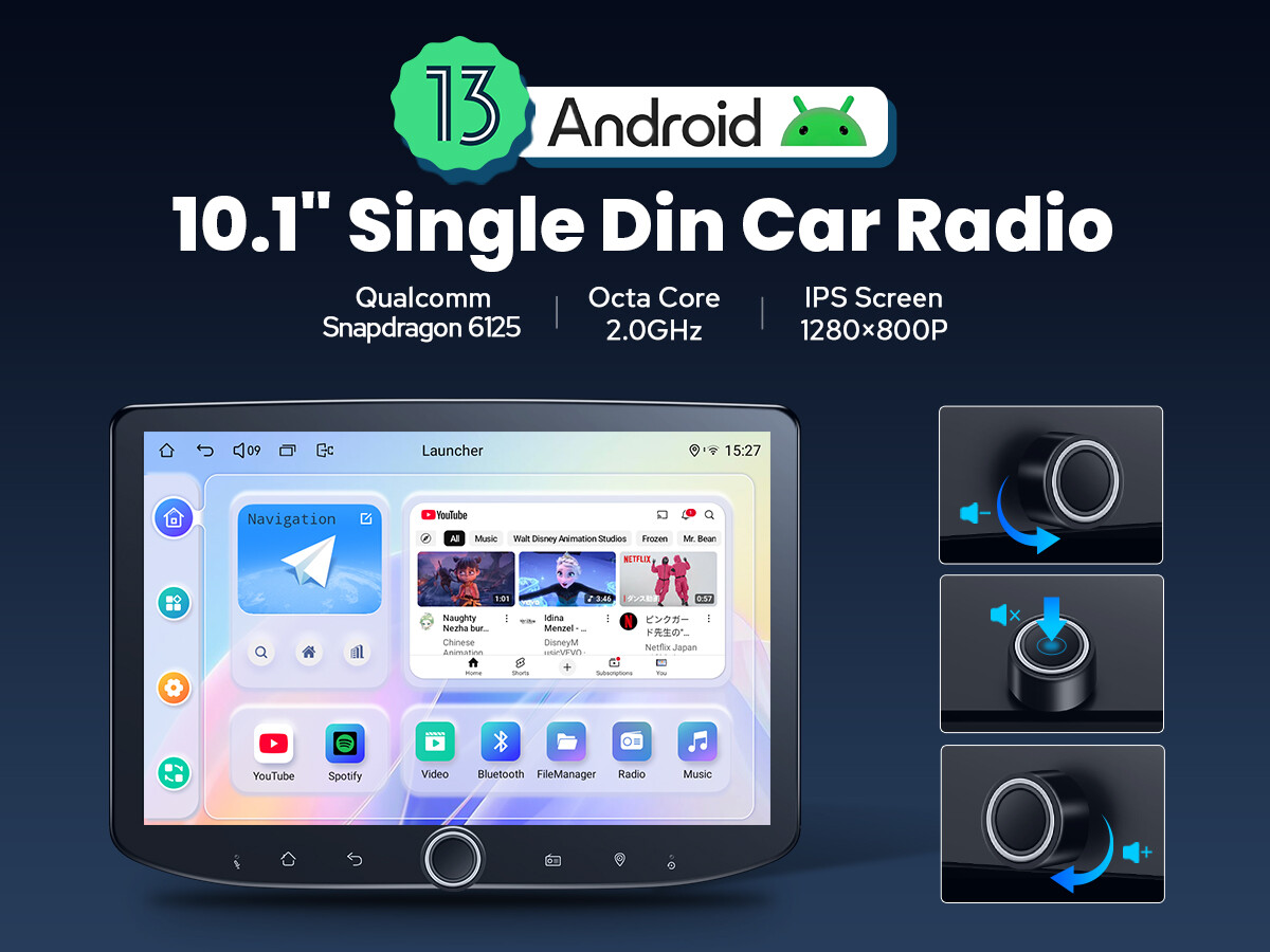 US Stock Joying 10.1″ Single DIN Universal Car Stereo with Volume Knob Octa Core