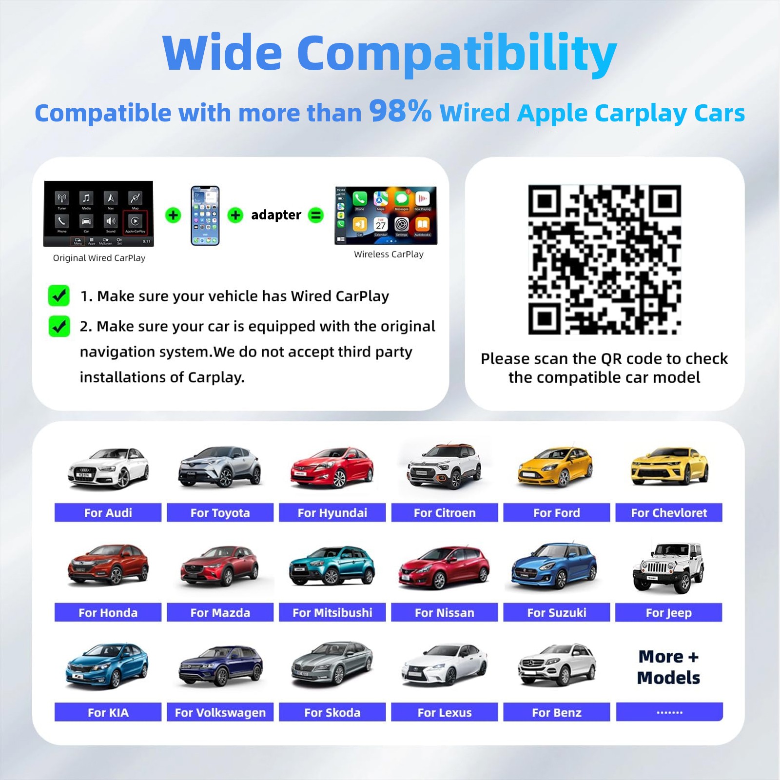 Wireless CarPlay Adapter Apple iPhone Android Auto Bluetooth 5.0 Fast Transfer