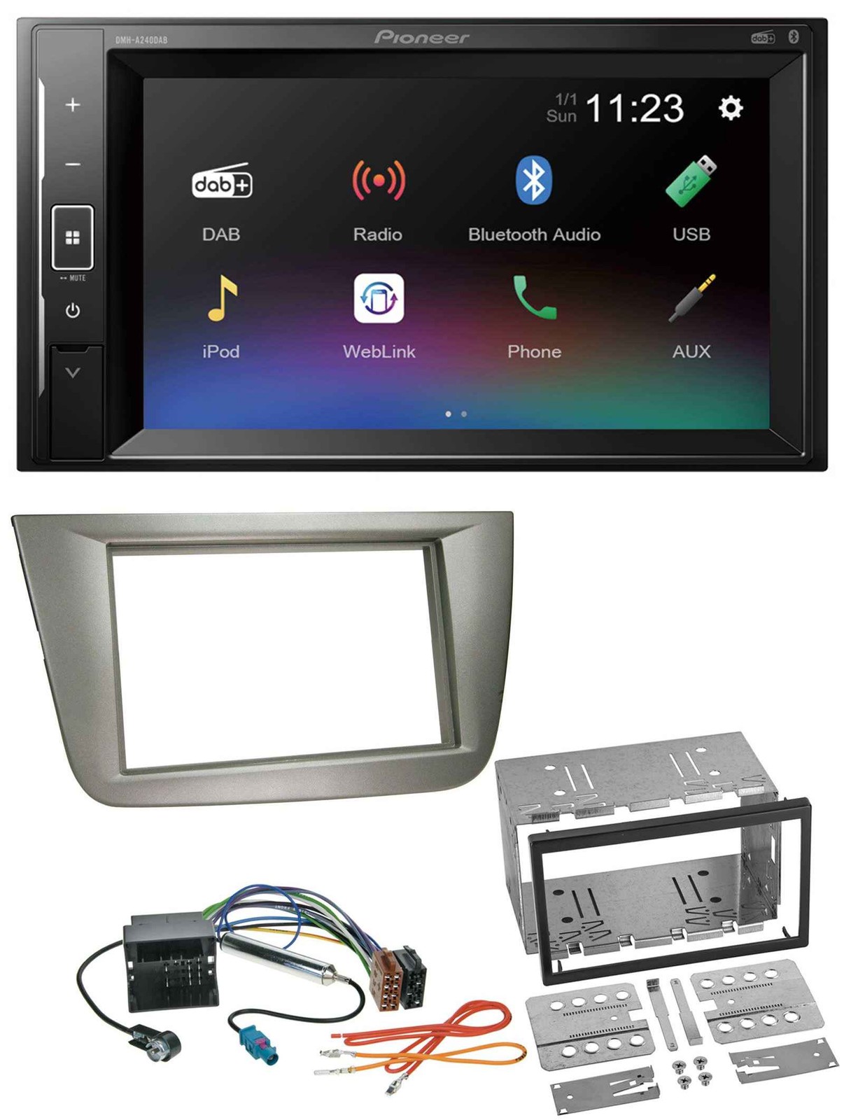 Pioneer DAB MP3 2DIN Bluetooth USB Car Stereo for Seat Altea XL Altea Toledo Silver