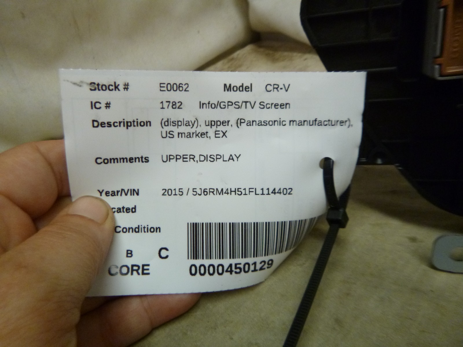 15 16 Honda CR-V Radio Display Information Screen 39710-T1W-A612 XCZ13